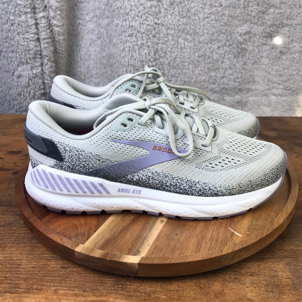 Brooks Ariel GTS 23 Women 9.5 Grey Lavender Casual Running Shoes Sneakers